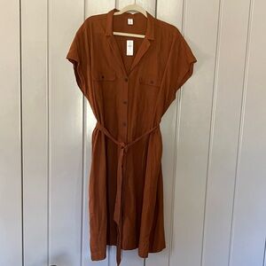 Old Navy Terracotta Button-Front Midi Dress